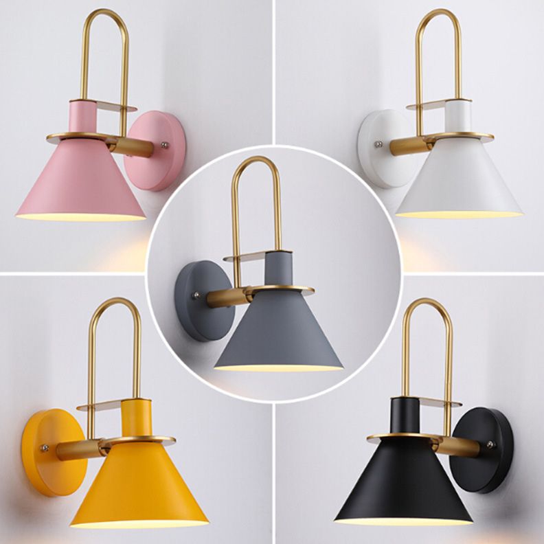 Modern Style Cone Shape Wall Sconce Metal 1 Light Sconces for Corridor