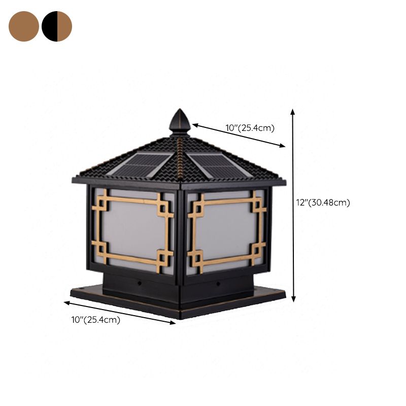 Contemporary Pillar Light Metallic LED Solar Lighting Fixture for Garden