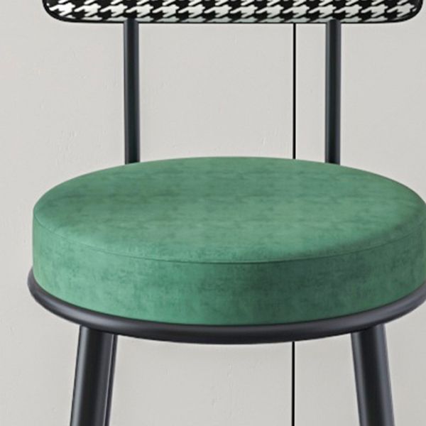 Modern Armless Backrest Counter Stool Iron Kitchen Bar Stool with Velvet Cushion and Pedal