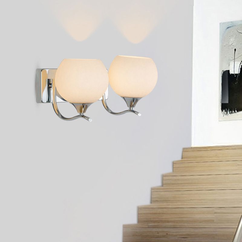 Minimalist Wall Lighting Fixture White Glass Living Room Wall Sconce