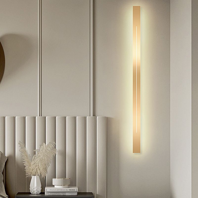 Metal Linear Shape Wall Mount Lighting Modern 1 Light Wall Mounted Light Fixture in Gold