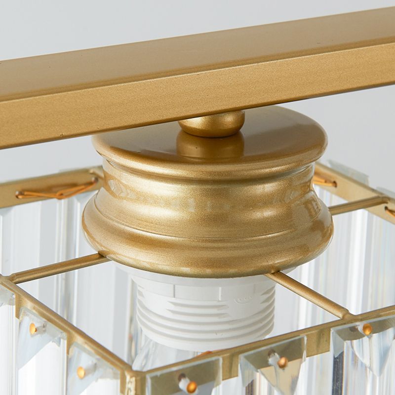 Post-Modern Island Light Fixture Gold Hanging Light with Crystal Shade for Dining Table
