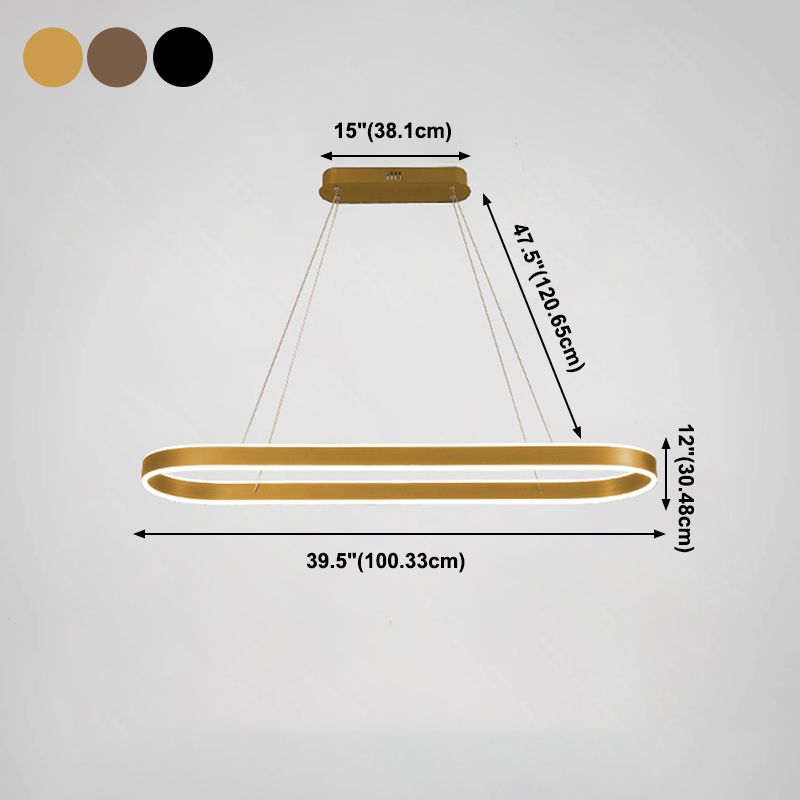 1-Light Minimalism Chandelier Lamp Oval LED Island Pendant for Study Room