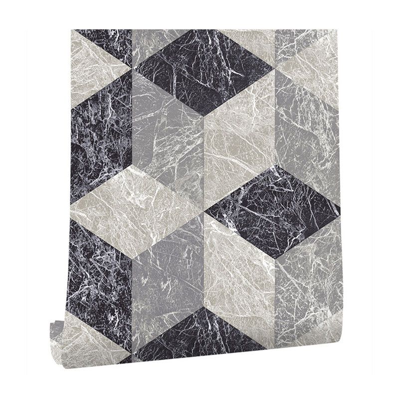 Harlequin Wall Covering for Coffee Shop Harlequin and Grid Wallpaper in Pastel Grey, Stain-Resistant