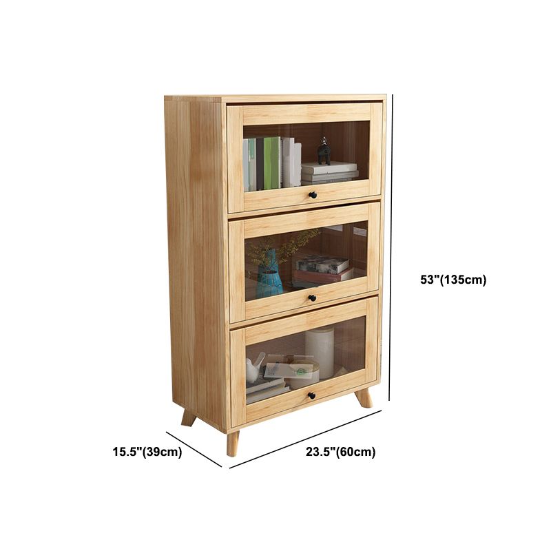 Natural Modern Style Geometric Bookshelf Solid Wooden Bookcase with Rectangular Shelves