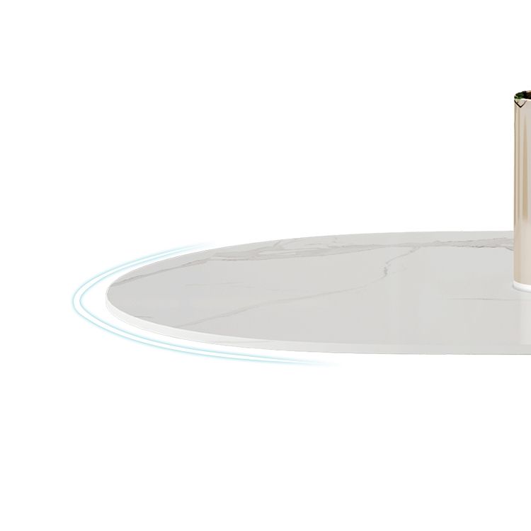 Minimalist White Standard Dining Table Oval Sintered Stone Dining Table for Kitchen