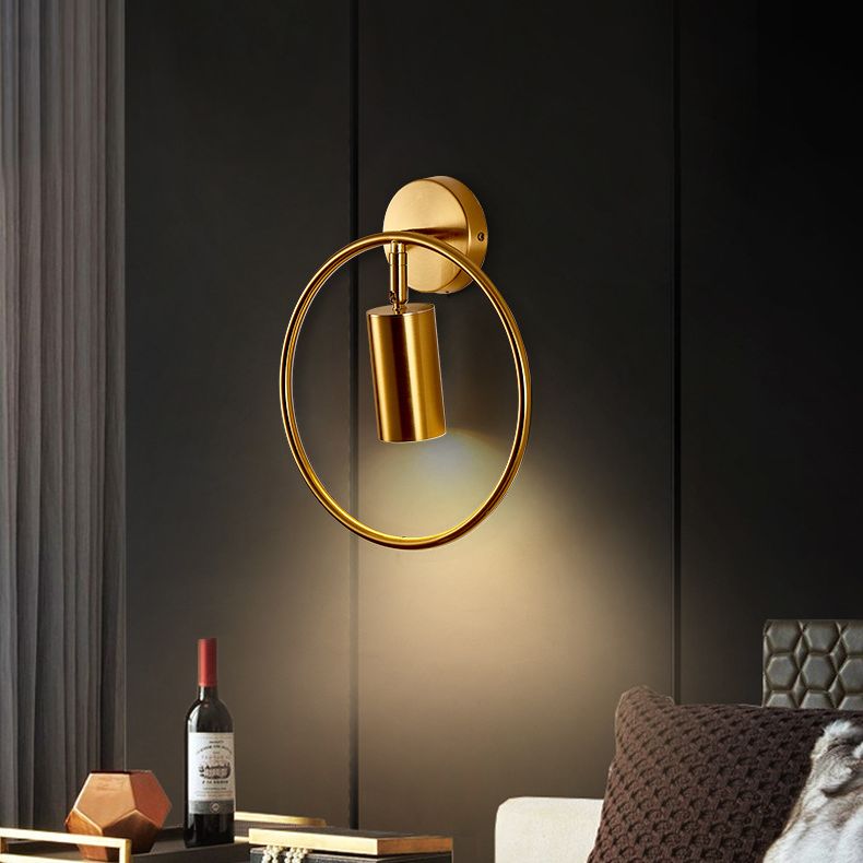 Modern Style Simplicity Wall Sconce Metal Ring Design Single Bulb Bedside Light