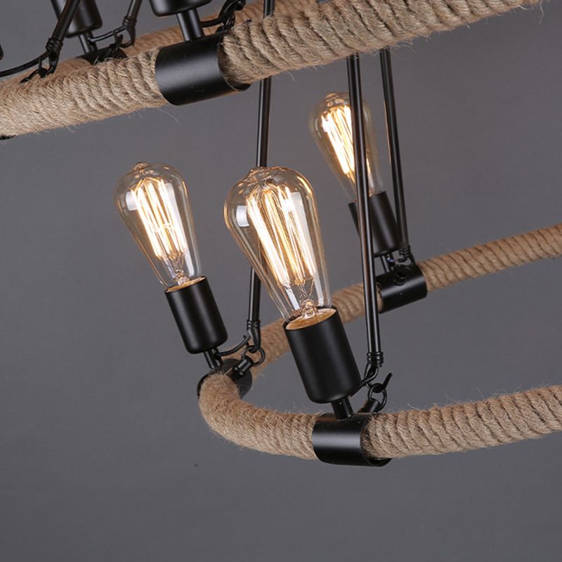 Industrial Hanging Lamp Kit Wheel Rope Pendant Lighting Fixtures for Bar