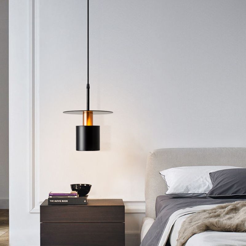 Black Metal Disco Metal Sombra colgante Ligero de hierro Moderno Iluminación para comedor para comedor