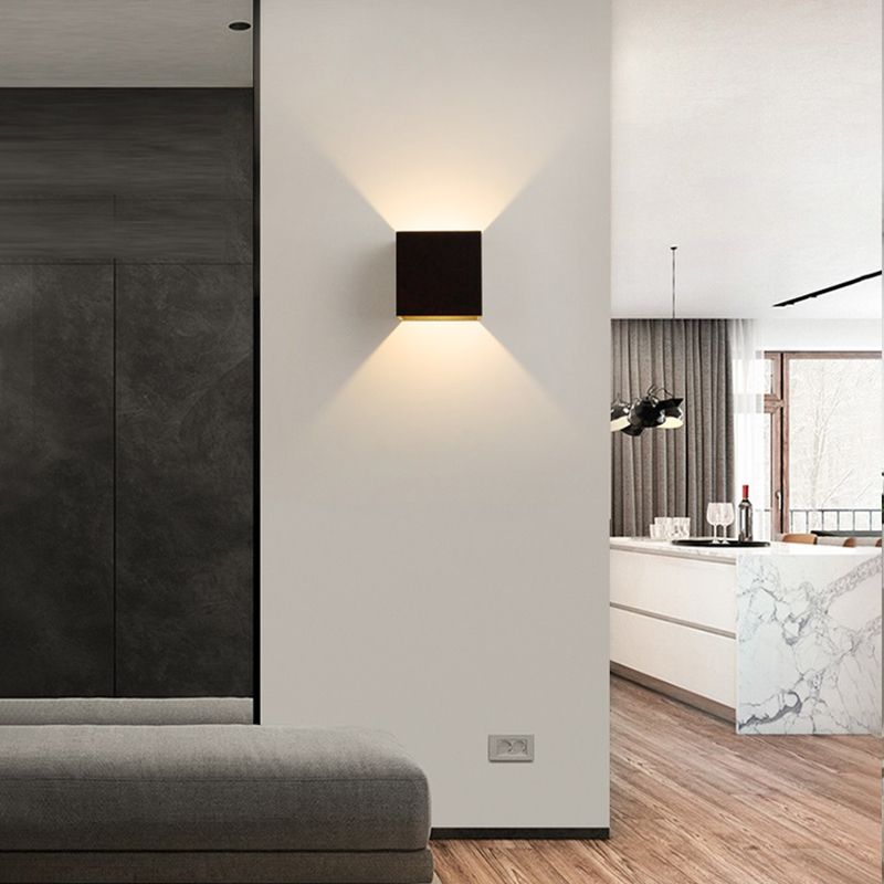 Square Shade Metal Wall Sconce Modern Style 2 Lights Wall Mount Light Fixture