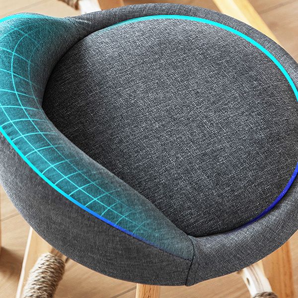 Taburete de bar de estilo escandinavo, patas de madera, asiento redondo con respaldo bajo
