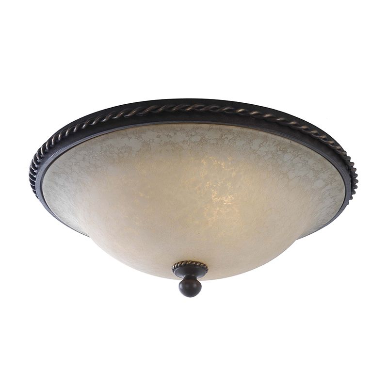 Traditionalist Dome Ceiling Light 3 Heads Frosted Glass Flush Mount Lighting in Black