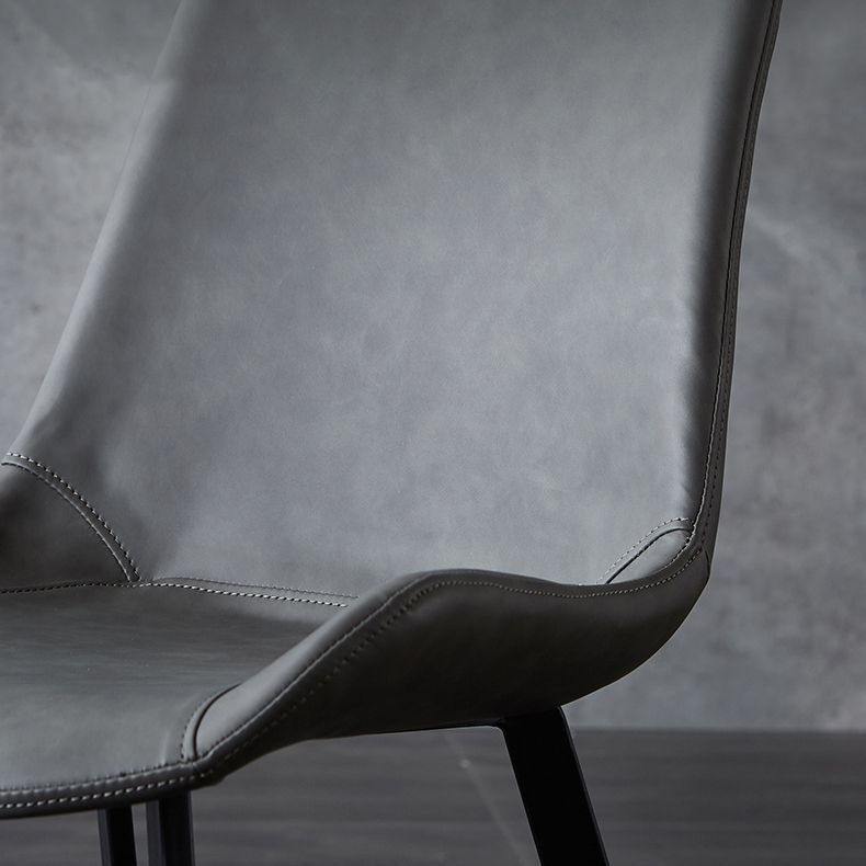 Industrial Upholstered Armless Chair Kitchen Parsons Faux Leather Side Chair