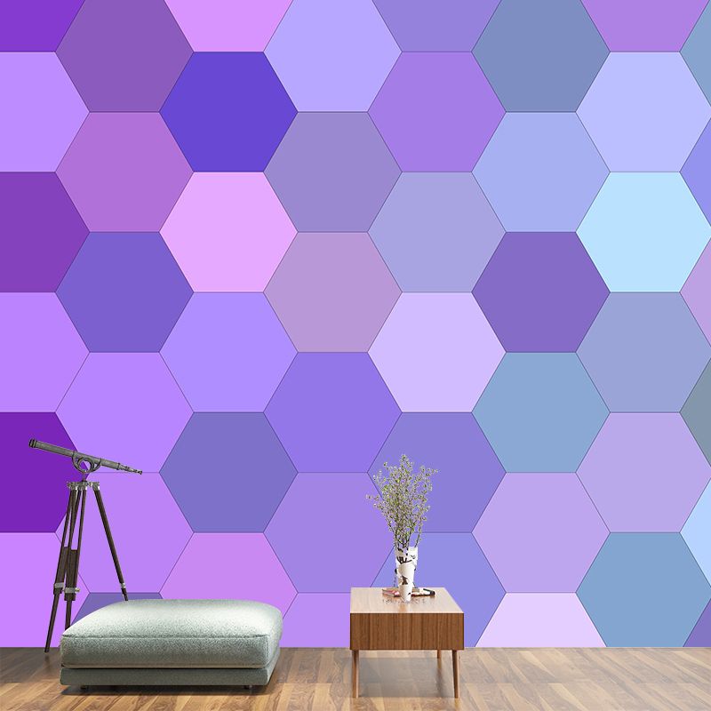 Modern Geometric Patterns Mural Mildew Resistant Wall Covering for Bedroom Decor