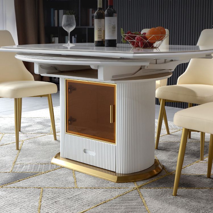 Mesa de comedor de pedestal redondo mesa de comedor de lujo tradicional con Draswer