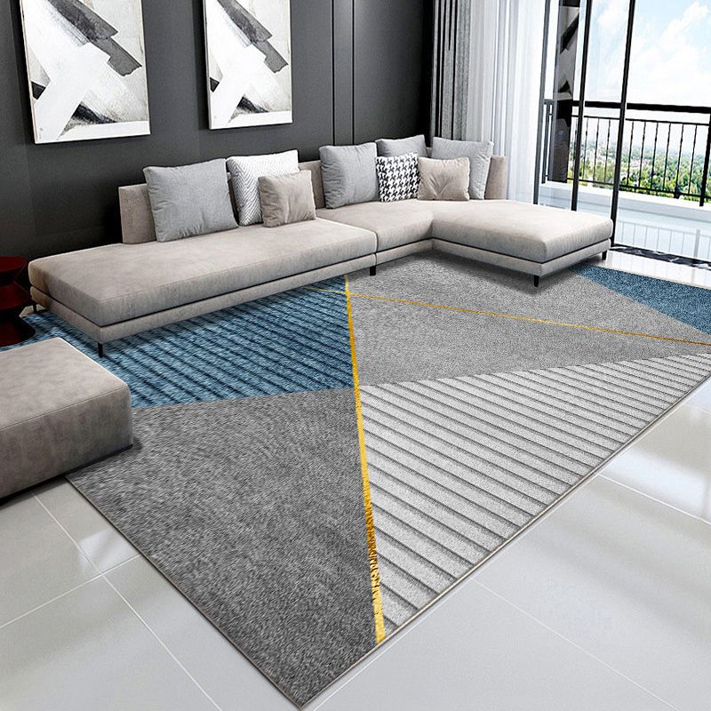 Simple Graphic Printed Carpet Polyester Indoor Rug Non-Slip Backing Rug for Home Decoration