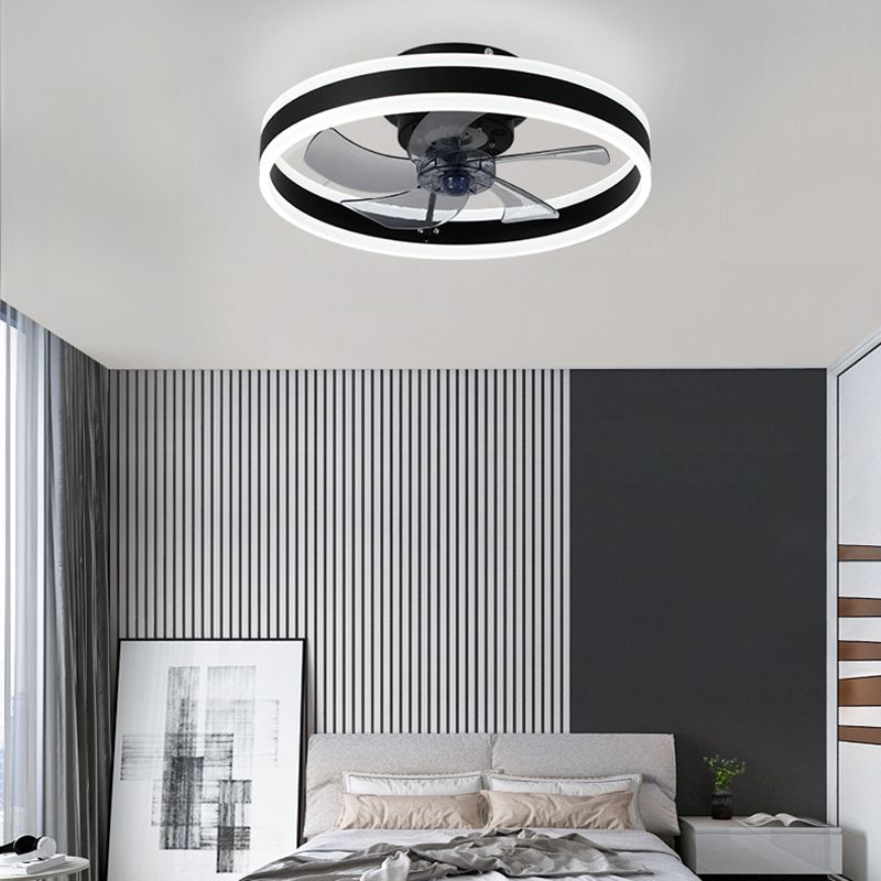 Metal Fan Ceiling Lights Modern Style 1 Light Flush Mount Lamp for Bedroom