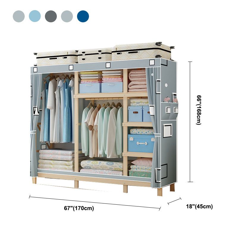 Contemporary Wardrobe Armoire Wood Frame Armoire with Garment Rod for Home