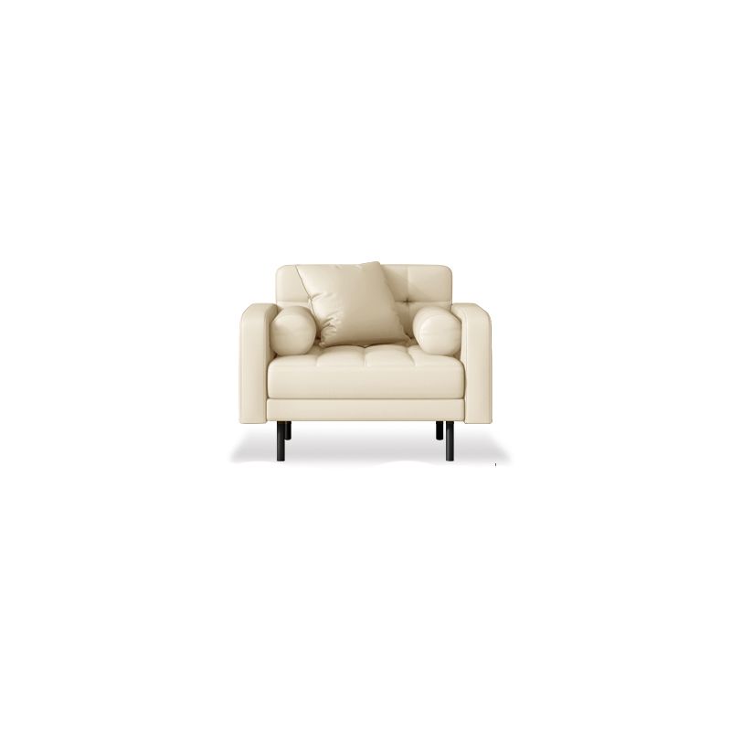 Faux lederen koekje achterbank 31.49 "H modernisme vierkante armbui