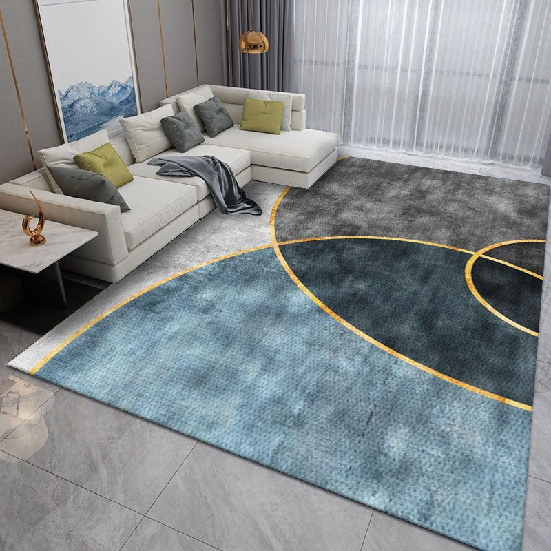 Grey Modern Carpet Polyester Striped Carpet Non-Slip Backing Carpet for Living Room