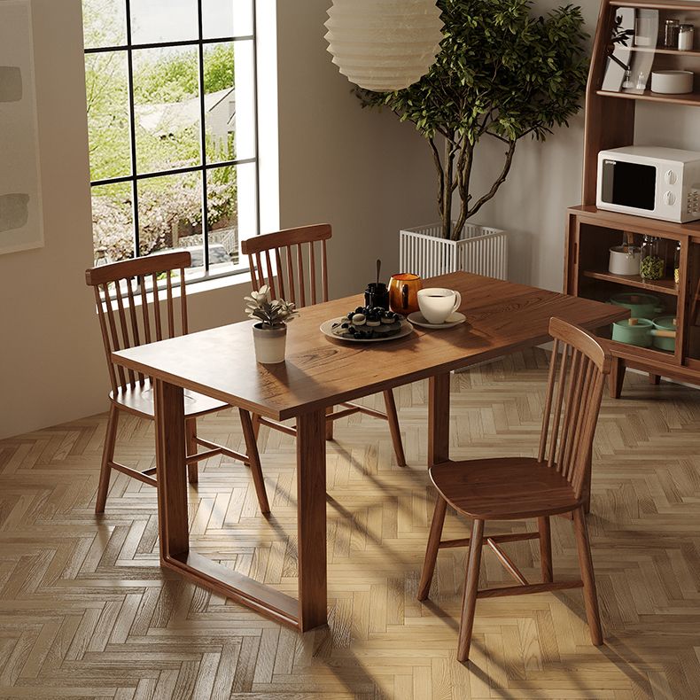 Modern 1/4/5 Pieces Rectangle Dining Set Solid Wood Dining Table with Chairs