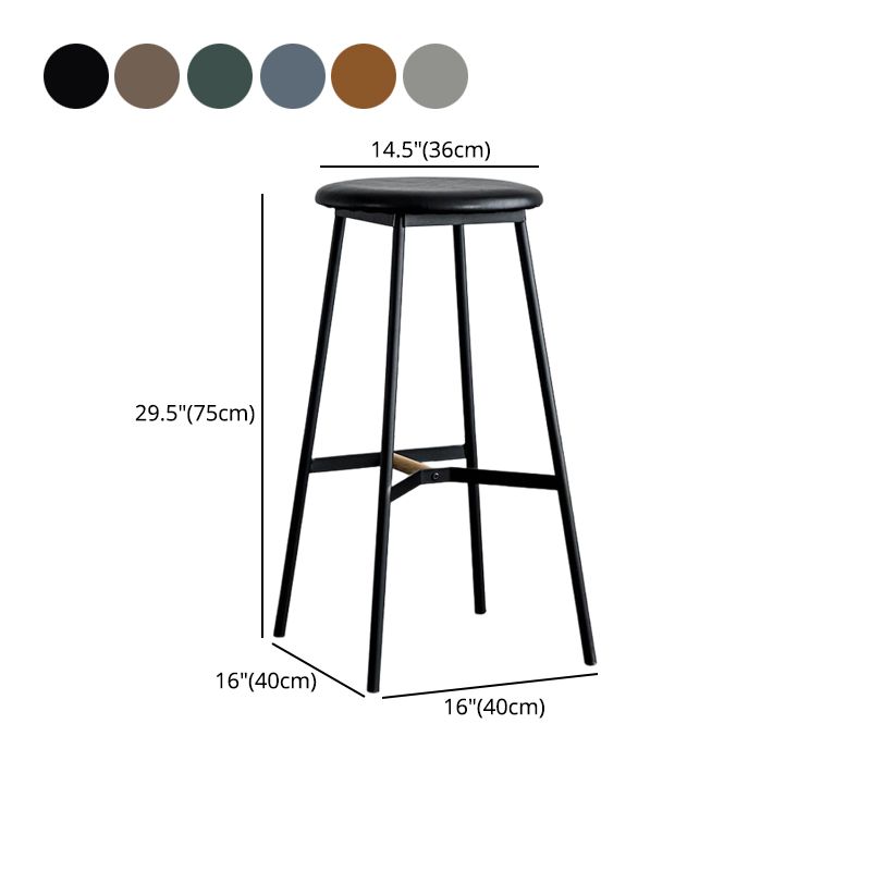 Industrial Backless Bar-stool PU Leather Bar Stool with Metal Legs