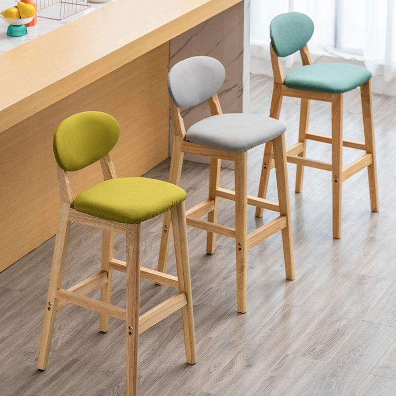 Modern Armless Backrest Counter Stool Wood Living Room Bar Stool with Cushion