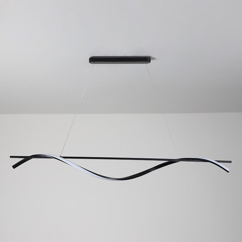 Simple Linear Hanging Island Light Metal Hanging Lighting Fixture for Sitting Room