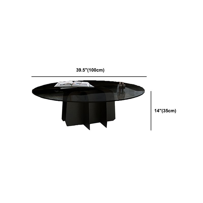 Modern Style Round Glass Table with Metal Base Pedestal Base Coffee Table