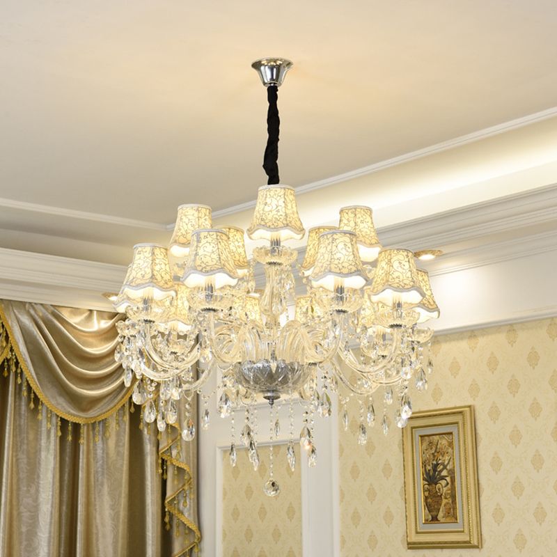 Candle Crystal Pendant Light European Style Chandelier Lighting Fixtures for Living Room
