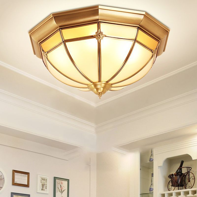 Brass Shaded Flush Mount Ceiling Light Vintage Glass Flush Ceiling Light Fixture