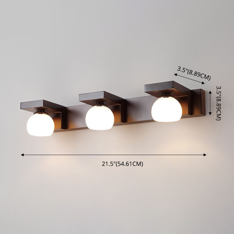 Walnut Brown Mirror Cabinet Wall Sconce Down Lighting Vanity Fixtures for Bathroom