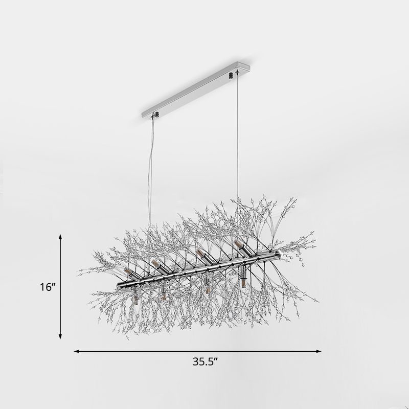 Luce di cristallo con perline di rasrig dell'isola moderna a 12 lampadine cucina a sospensione a sospensione in cromo
