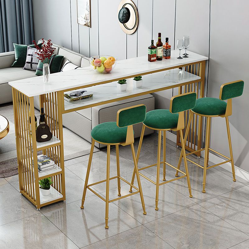 Glam Indoor Bar Dining Table Marble Rectangle Bar Stool Table