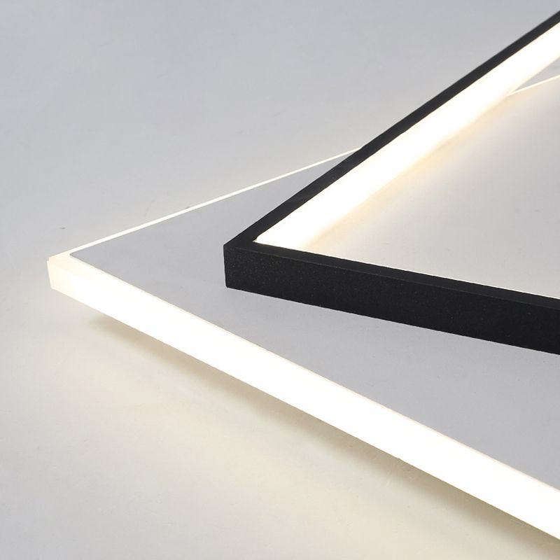 Metal Geometric Flush Mount Fixture Modern 2 Lights Flush Light Fixture in White