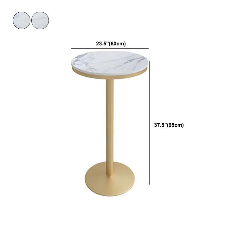 Stone Bar Dining Table Glam Round Bar Table with Pedestal for Milk Tea Shop Cafe