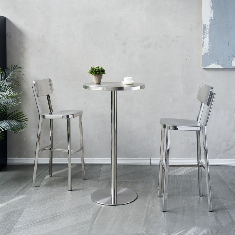 Industrial Armless Bar Stools Metal Low Back Dining Stool with Footrest