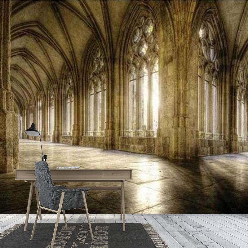 Retro 3D Construction Wall Mural in Pastel Color Coffee Shop Wall Decor, Made to Measure