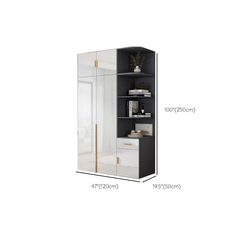 Engineered Wood Armoire Modern White Wardrobe Closet with Garment Rod