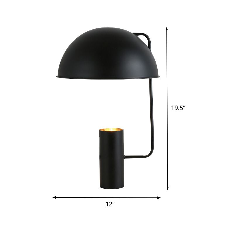 Lámpara de mesa de noche Hemisphere, luz de libro de lectura de 1 bombilla de metal contemporáneo en negro