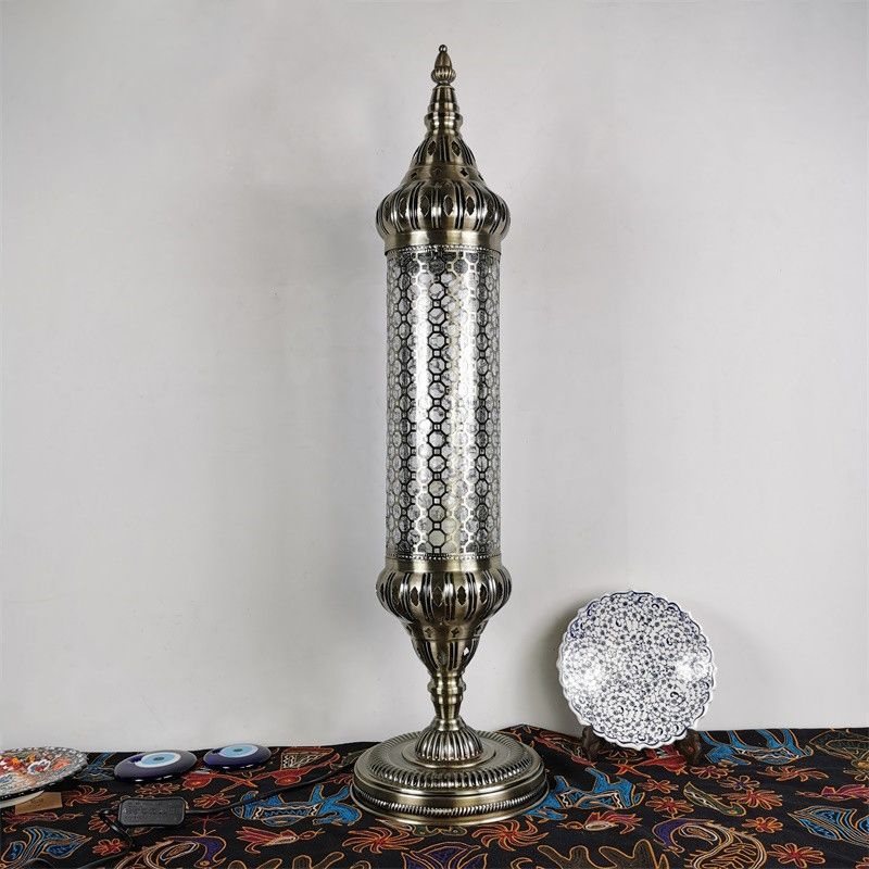 1 Cylindre léger Light Turkey Style Bronze Metallic Night Table Lampe, 23,5 "/31,5" de haut