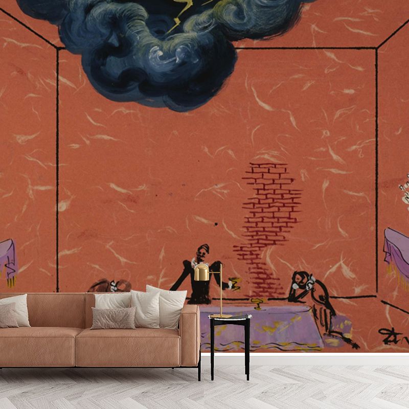 Illustration Drunk Men Mural Decal Full Size Wall Art for Home Gallery, Custom Made
