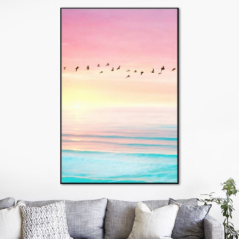 Kleurrijk kustlandschap canvas print getextureerd oppervlak muur kunst decor voor eetkamer