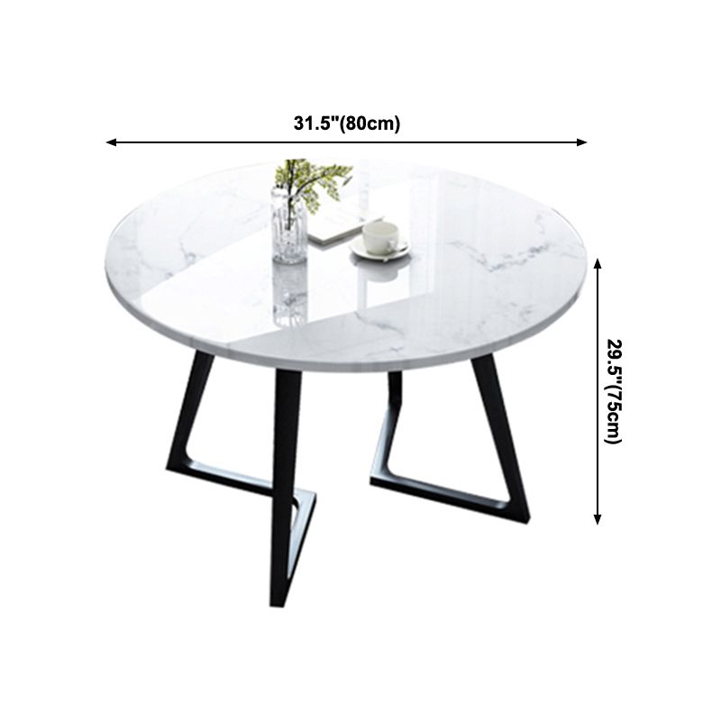 Sintered Stone White Tone Dining Table Industrial Style Double Pedestal Table for Dining Room