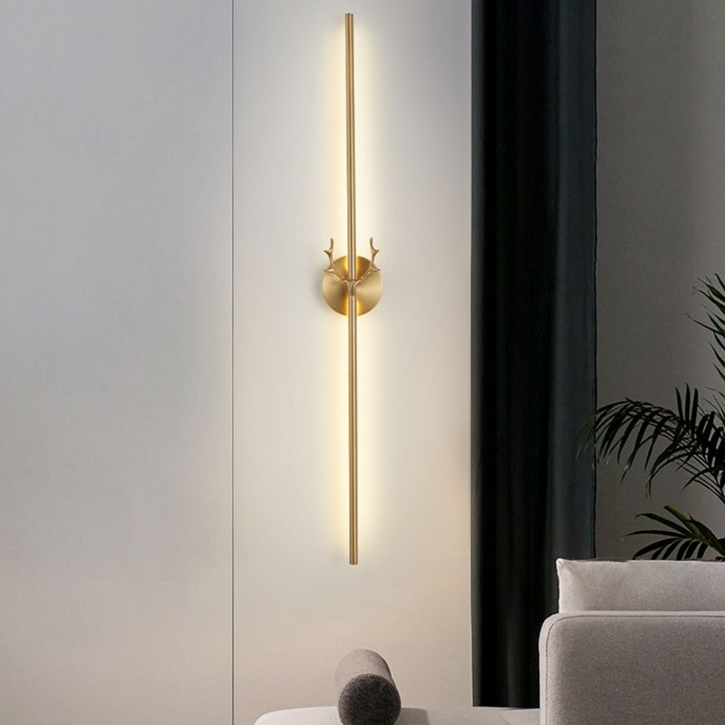 Contemporary LED Wall Sconce Thin-Line Sconce Lighting with Brass for Bedroom