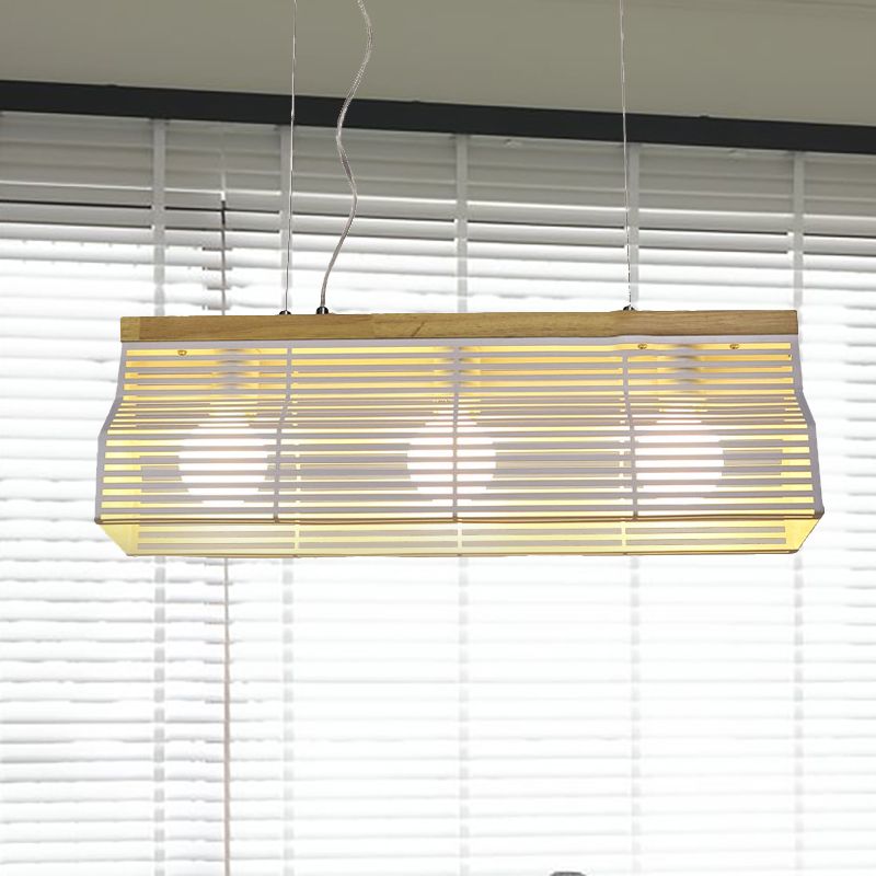 Iluminación lineal de isla lineal en blanco/negro estilo moderno de metal de 3 luces e isla de madera luz colgante para comedor