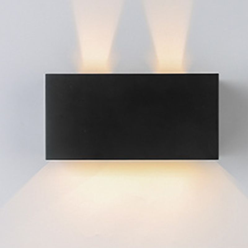 Black 4-Light LED Wall Lamp in Modern Simplicity Aluminium Rectangular Wall Light with Glass Shade