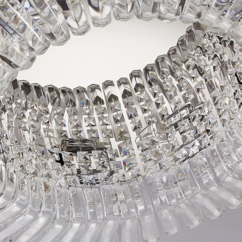 Round Ceiling Lamp Nordic Crystal Flush Mount Light Fixture for Bedroom