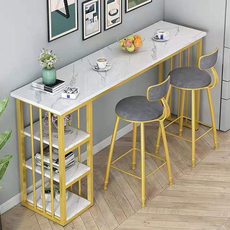 Glam Style Rectangle Wood Bar Height Pub Table for Living Room