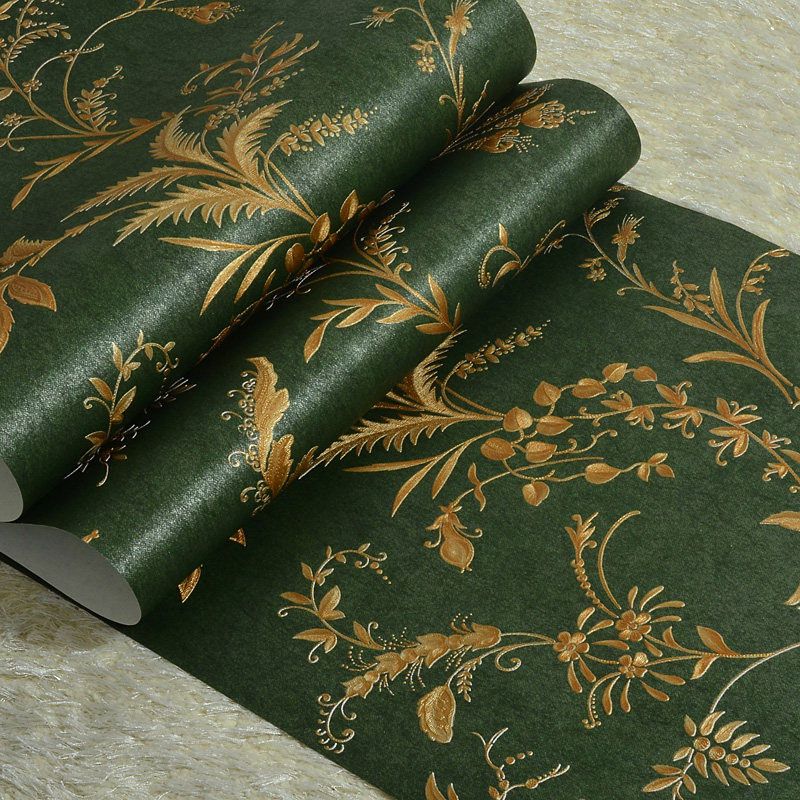 Garden Leaves Wallpaper Roll for Bedroom Decor Plants Wall Covering in Dark Green, 33 ft. x 20.5 in